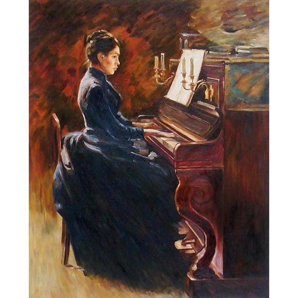 特価油絵 Theodore Robinsonの名作_ピアノを弾く女 ma496 : 絵画制作