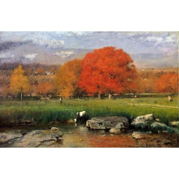 油絵 George Inness_紅葉の大木 MA657 :MA657:絵画制作専門ユーラシア