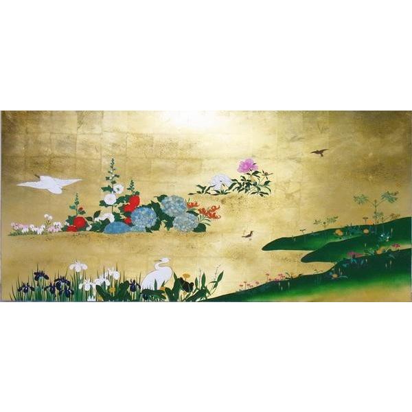 漆絵 酒井抱一の名作_四季花鳥図・右隻 NH43R : 絵画制作専門