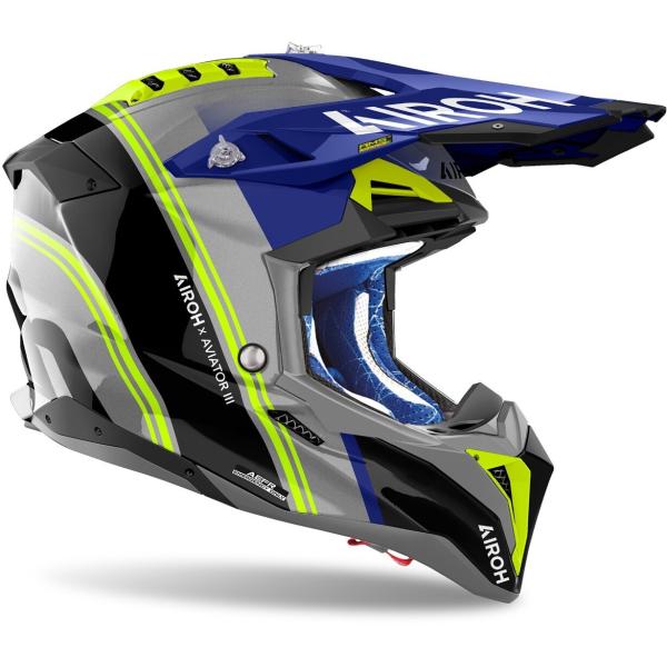 AIROH フルフェイスヘルメット イエロー/ブルー AVIATOR 3 AIROH Airoh