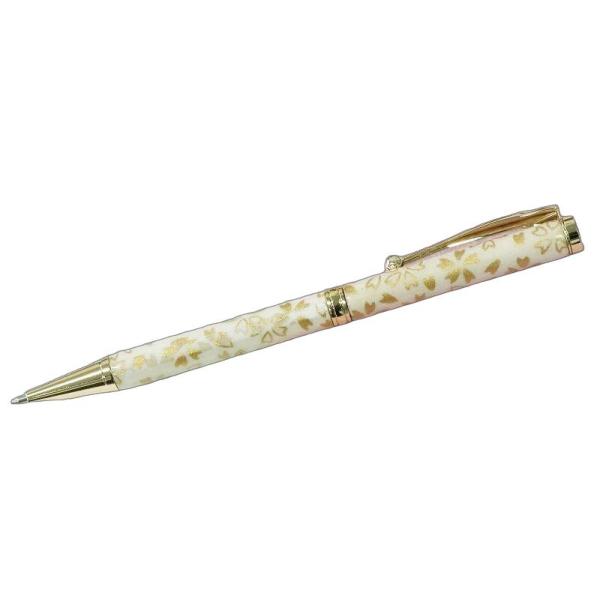 ボールペン エフスタイル 美濃和紙Pen/白箔金・金桜 TM1801 ホワイト ボールペン fstyle Mino Paper Pen 高級 クロスタイプ おしゃれ 和風