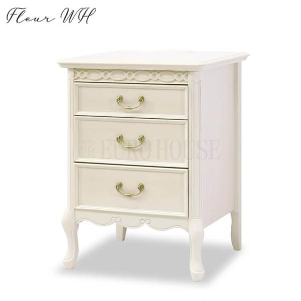 テーブル ナイトテーブル E サイドテーブル ホワイト WH アイボリー マホガニー材 エレガント FLEUR-WH フルール WH 東海家具 開梱設置無料 tokai