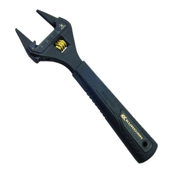 他サイト： フジ矢 先端薄型モンキーレンチ 黒金 グリップ付 FLT-38-BG 最大開口38mm FUJIYAの商品画像