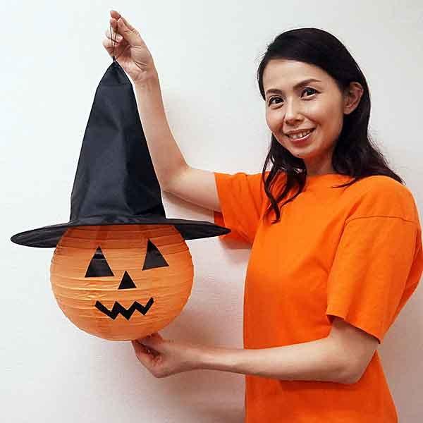 ハロウィン 装飾 ハンギングペーパーパンプキン H54cm （LED付