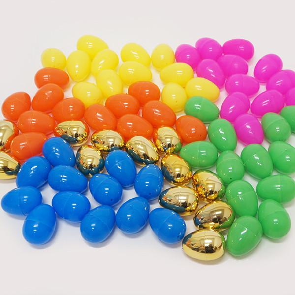 イースター カラフルカプセルたまご 金色入り 約H6cm 68個+予備4個