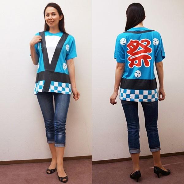 コスチューム お祭りはっぴtシャツ 青 ハッピ 半被 祭 縁日 ｔシャツ 動画有 No 販促イベント屋 通販 Yahoo ショッピング