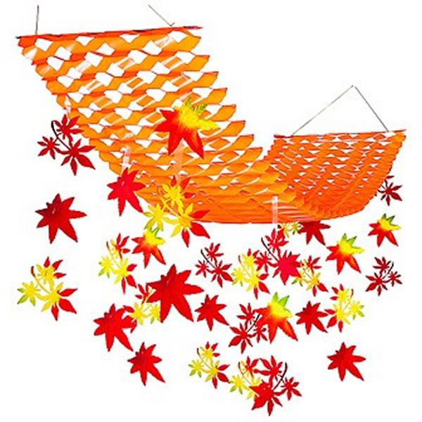 秋紅葉装飾 ミックスもみじプリーツハンガー L150cm