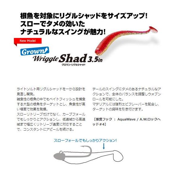 ルアー【選べる3点セット】グロウン リグル シャッド 3.5inch グロウン・リグルシャッド アクアウェーブ コーモラン ルアー ワーム ミノー 釣り 釣り具 送料無料