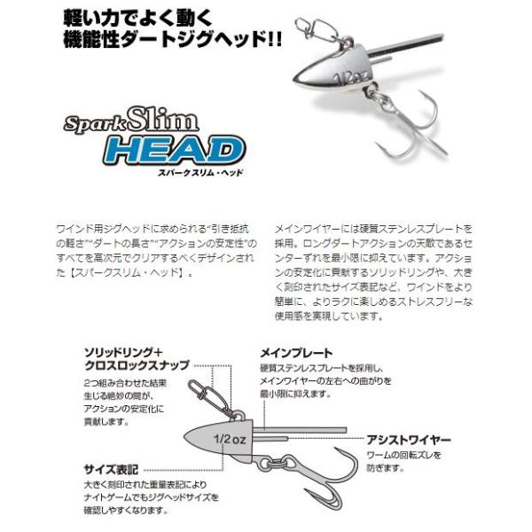 ルアー 【選べる3点セット】スパークスリムヘッド 2個入り spark slim HEAD ワインド用 ジグヘッド3/8oz 1/2oz 5/8oz Aqua Wave 釣り 釣り具 送料無料