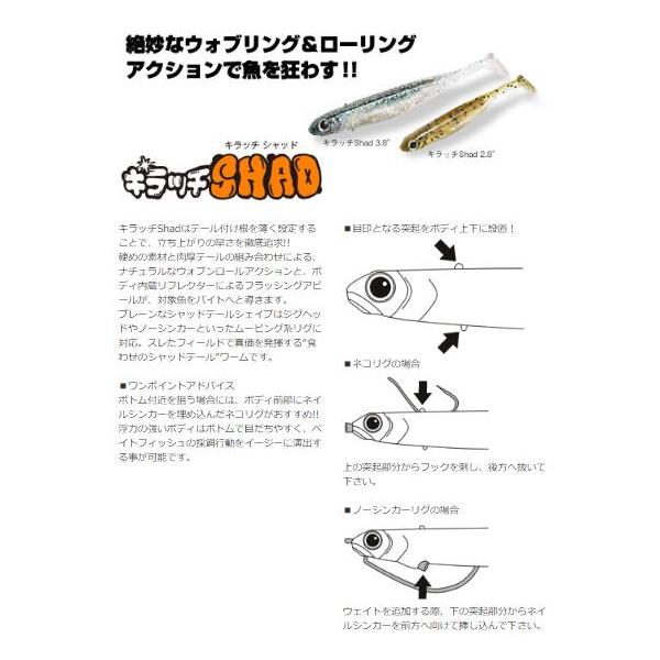 ルアー 【選べる3点セット】キラッチシャッド キラッチ SHAD 3.8inch 5本入り ビバ viva バス用 ハードルアー ナイトゲーム ソフトルアー 送料無料