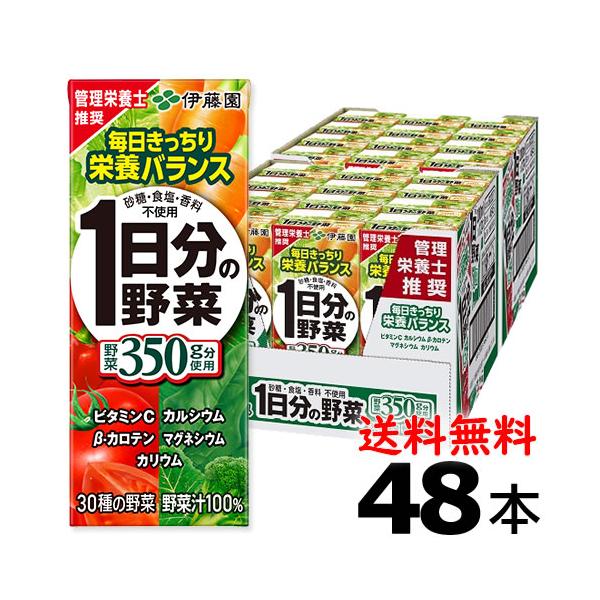 伊藤園 1日分の野菜 200ml×24本×2ケース(48本) 栄養を確実に 野菜と栄養がきっちり補える 野菜汁100%飲料 一日分の野菜 野菜ジュース 管理栄養士97%推奨