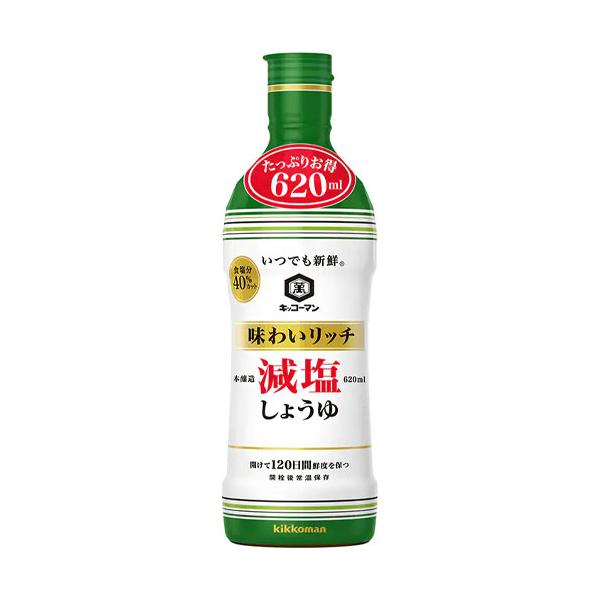キッコーマン　いつでも新鮮　味わいリッチ　減塩しょうゆ（620ml）×12本×2セット (爆買)