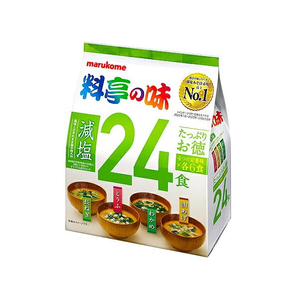 マルコメ たっぷりお徳 料亭の味 減塩24食 ×6個 /24食入り /わかめ、長ねぎ、とうふ、油あげ /ナトリウム25％カット /減塩 (爆買)