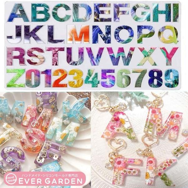 レジン アルファベット 数字 英字 シリコンモールド ネックレス アクセサリー パ