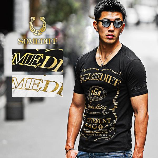サムデイフ SOMEDIFF 7分袖 Vネック スリム Tシャツ L zg2 サムデイフ SOMEDIFF 7分袖 Vネック スリム Tシャツ L zg2