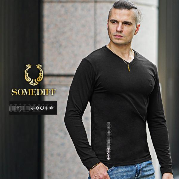 サムデイフ SOMEDIFF 7分袖 Vネック スリム Tシャツ L zg2 サムデイフ SOMEDIFF 7分袖 Vネック スリム Tシャツ L zg2 メンズ