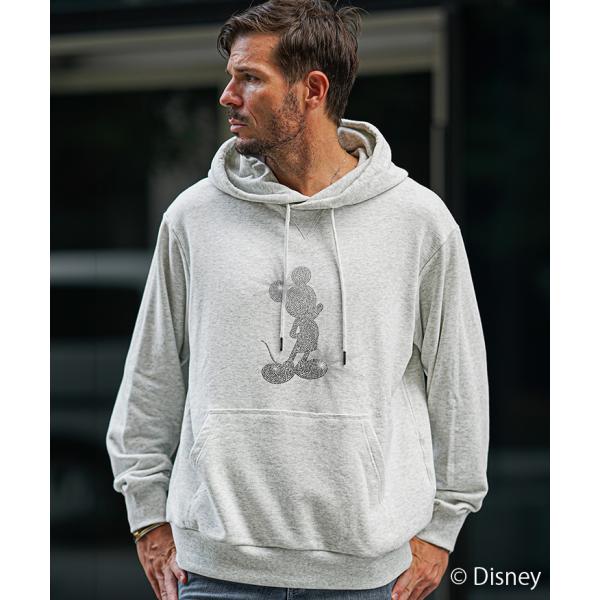 Disney ディズニー ウノピゥウノウグァーレトレ リラックス 1PIU1UGUALE3 RELAX ミッキーマウス パーカー メンズ ラインストーン 長袖 プルオーバーパーカー 黒 グレー  パーカー メンズファッション ちょいワル USO-25155 1PIU1UGUALE3 RELAX Disney ディズニー ウノピゥウノウグァーレトレ