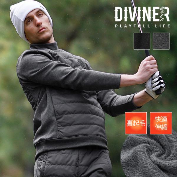 ディセンバーメイ　ー部裏起毛キルティングゴルフジャケット　メンズ　サイズXL DIVINER GOLF（ディバイナー ゴルフ） 【DIVINER GOLF】 ゴルフウェア