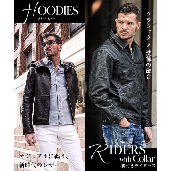レザージャケット　栃木レザーマネーケース付　シングルライダースジャケット Liugoo Leathers 本革 UK襟付きシングルライダースジャケット