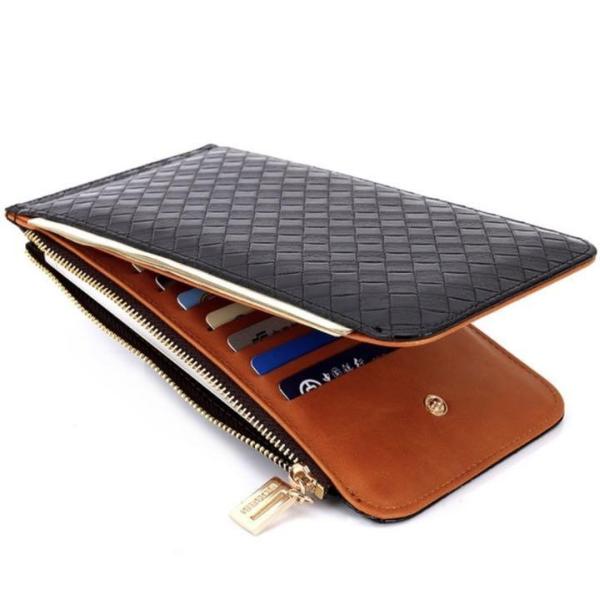レザー 長財布 二つ折財布 カードケース 編み込み式 メンズ カード入れ 高級感