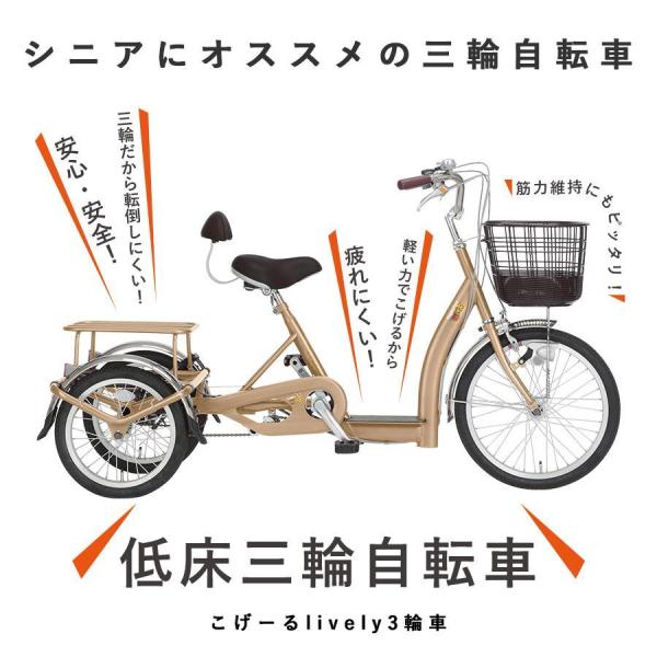 ※送料込み  シニアサイクル こげーる LivelyIII　低床三輪自転車 リヤカゴSET