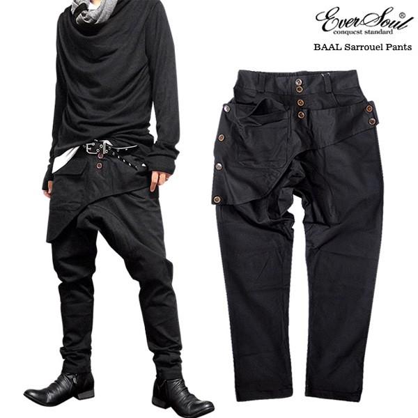サルエルパンツ メンズ レディース ブラック 黒 ポケット サルエル パンツ コットン ルーズ 変形シルエット ビジュアル系 ゆったり 1016 Eversoul Plus メンズファッション 通販 Yahoo ショッピング