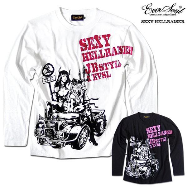 ロンt 長袖 Tシャツ メンズ ガールプリント モーターサイクル 女の子柄 キャラクター ホワイト 白 ブラック 黒 Jb Style Eversoul 1034 Eversoul Plus メンズファッション 通販 Yahoo ショッピング