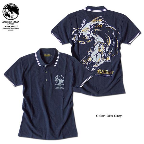 ポロシャツ 和柄 メンズ 半袖 ポロ 女の子柄 ガールプリント ポロシャツ コラボ イラスト Anarchistjapan X Eversoul 細身 ネイビー 杢グレー Buyee Buyee 日本の通販商品 オークションの代理入札 代理購入