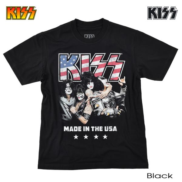 KISS キッス Ｔシャツ メンズ バンドT ROCK レディース メンバー グッズ 星条旗 ロゴ 夏フェス 半袖 キャラクター グッズ ダンス ペアルック 誕生日プレゼント