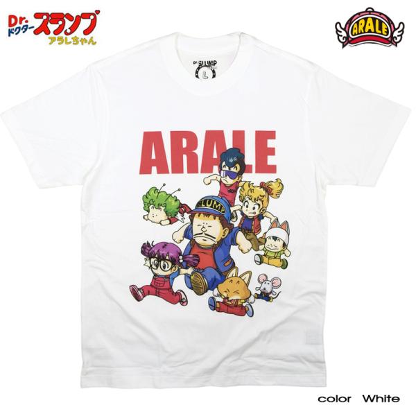 ドクタースランプ アラレちゃん Ｔシャツ メンズ アニメ 半袖 レディース ホワイト キャラクター グッズ 可愛い コレクター がっちゃん プレゼント ペアルック