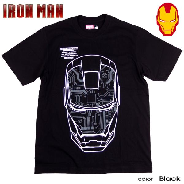 アイアンマン マーベル Ｔシャツ メンズ 半袖 レディース プリント キャラクター トニー スターク MARVEL アベンジャーズ アメコミ tシャツ グッズ ブラック