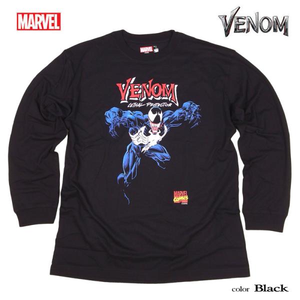 MARVEL ヴェノム ロンT 長袖 Tシャツ メンズ マーベル レディース スパイダーマン ベノム アメコミ キャラクター グッズ ダンス ペアルック 誕生日プレゼント