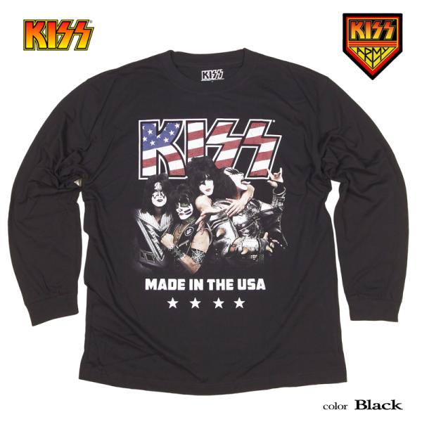 KISS ロンT kiss 長袖Ｔシャツ メンズ バンドT キッス レディース リブ付き ロック フェス ジーンシモンズ ポールスタンレー グッズ ROCK ダンス KISSARMY