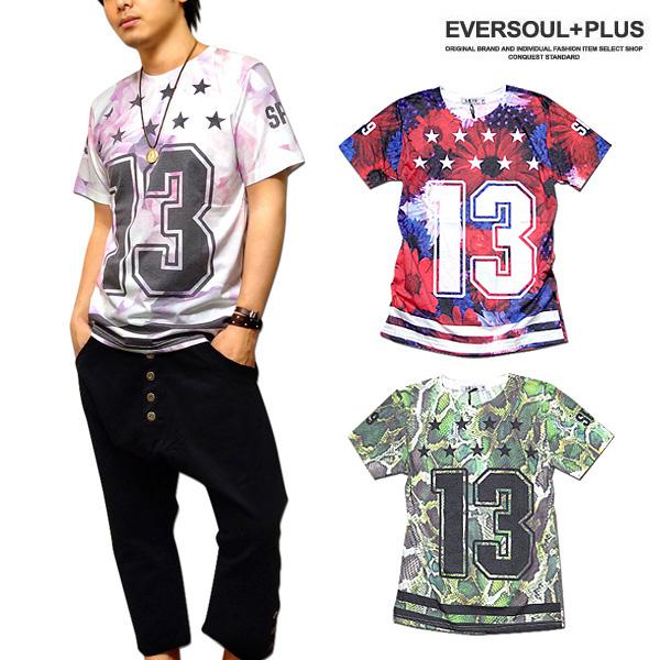総柄 Ｔシャツ 花柄 ヘビ柄 ビッグナンバー プリント メンズ フルカラー ビッグナンバー リゾート ダンス 衣装 おしゃれ 夏