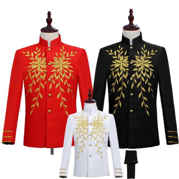 M 限定タイムセール L Xl 演出服 王子様 貴公子 メンズ 宮廷服 公爵 刺繍 貴族 演奏会 中世 衣装 舞台 2点セット 男性用スーツ 大人 舞台ステージ衣装