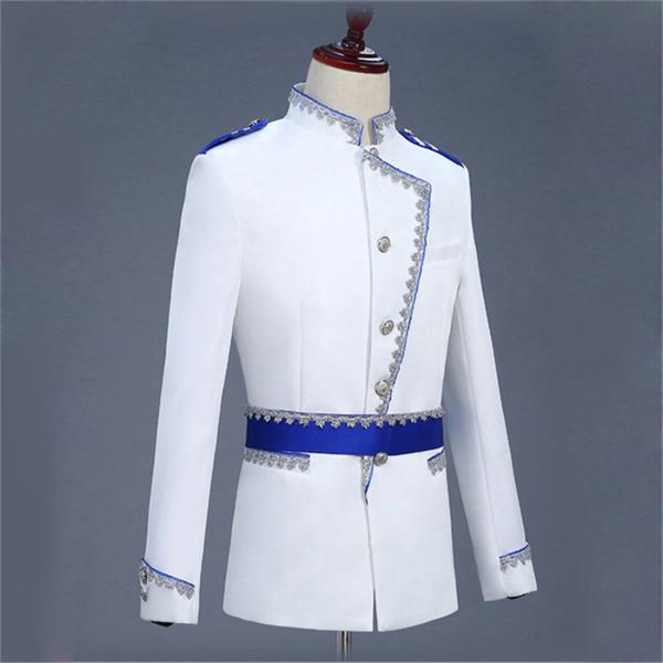 M L Xl 演出服 王子様 貴公子 メンズ 宮廷服 公爵 刺繍 3点セット 白 衣装 中世 男性用スーツ 大人 演奏会 貴族 舞台 新色