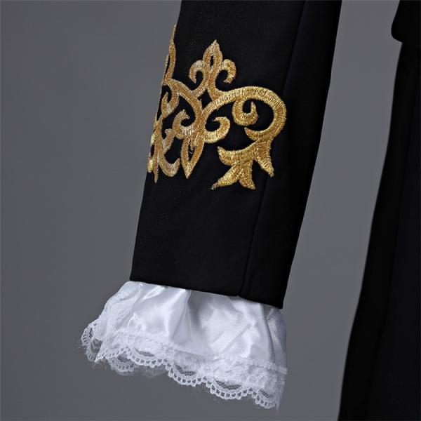 M L Xl 演出服 王子様 貴公子 メンズ 宮廷服 公爵 黒 貴族 大人 衣装 5点セット 舞台 男性用スーツ 舞台ステージ衣装 演奏会 中世