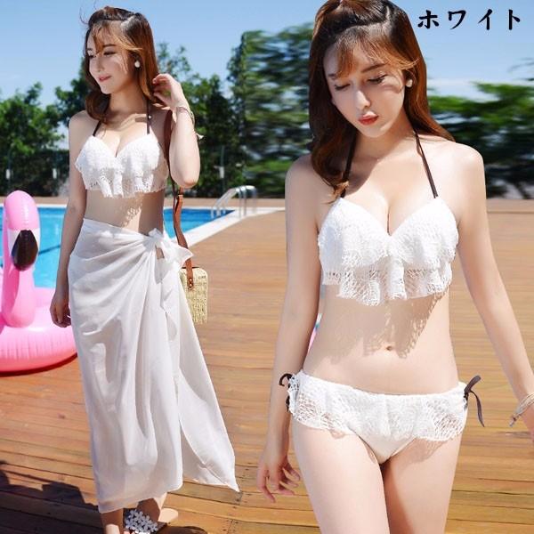 新作 水着 バンドゥ レディース セクシー ビキニ ワイヤー入り レース 2colors フリル パレオ付き 3点セット 3角ビキニ 個性 レディース 水着 上下セット Da180ze エブリ 通販 Yahoo ショッピング