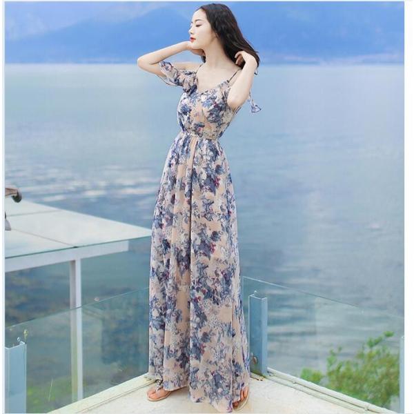 ビーチワンピース マキシワンピ マキシワンピース 期間限定今なら送料無料 シフォンワンピース マキシ丈 女性 夏ワンピ Dd038d3d3l5 ボヘミアン風 リゾート用 レディース 海