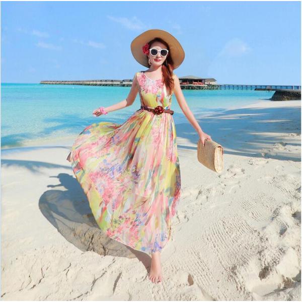 マキシワンピース ビーチワンピース マキシワンピ マキシワンピース ボヘミアン風 マキシワンピース シフォン マキシ丈 リゾート