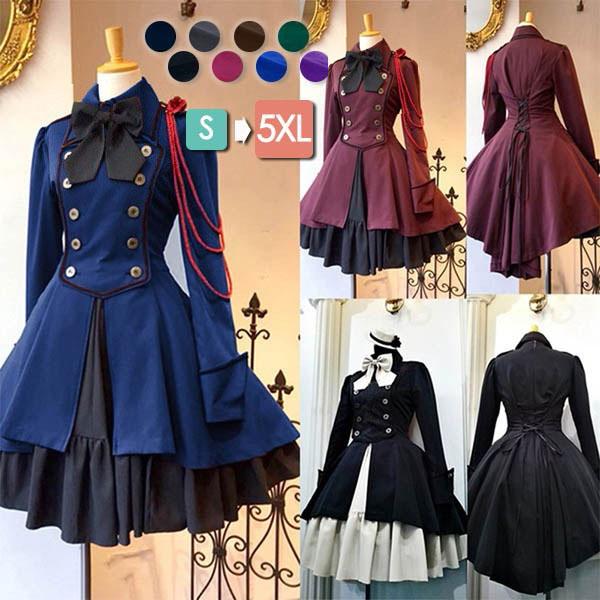 ロリータ ビッグカラー ワンピース単品 クラロリ ゴスロリ 長袖あり 袖