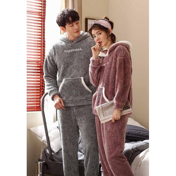 定番の人気シリーズpoint ポイント 入荷 もこもこカップルパジャマ ルームウェア 上下セット 冬 ペアルック 秋冬長袖 モコモコ 秋冬 寝間着 レディース メンズ 部屋着