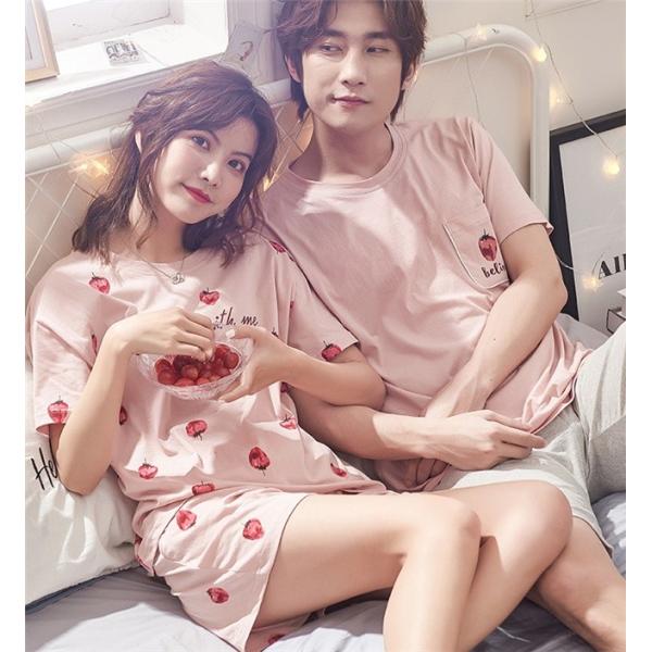 ペアルック ルームウェアペア パジャマ ギフト 19新作 カップル 長袖 秋 春 部屋着 寝間着 上下セット お揃い ペアパジャマ メンズ レディース