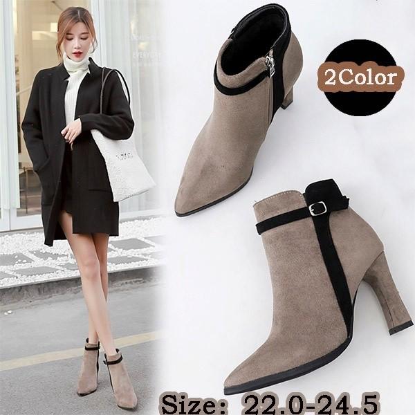 レディース シューズ 新作 ショートブーツ ハイヒール ブーツ レディースファッション 靴 黒 8cmヒール 新作製品 世界最高品質人気 春ブーツ パンプス おしゃれ