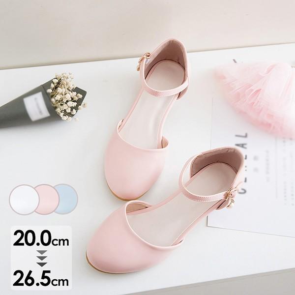 パンプス 小さいサイズ ストラップ アンクルストラップ 太いヒール