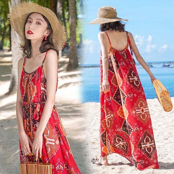 ハワイ リゾートワンピース マキシ丈 選べる丈 背中開け ノースリーブ