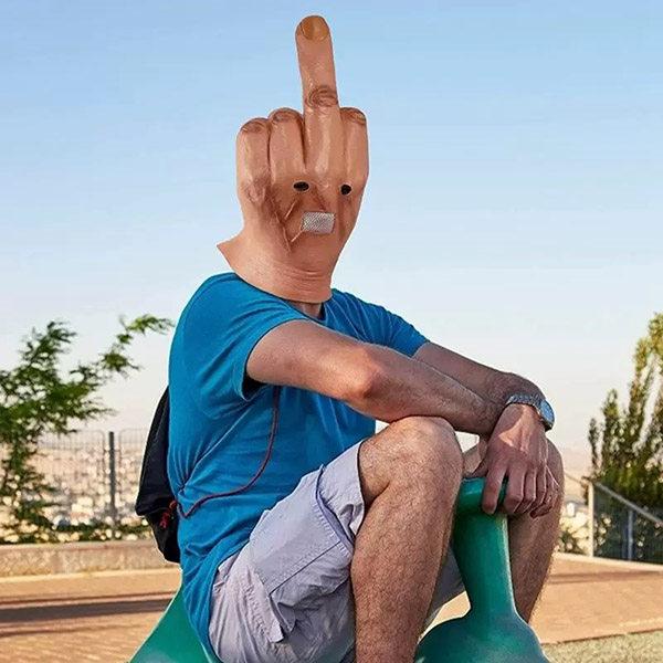 パーティーグッズ マスク コスプレ 中指 パロディ フクロウ いたずら  面白グッズ ラバーマスク お面 余興 ハロウィン 面白い 被り物