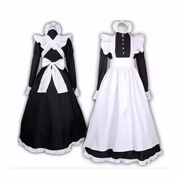 メイド服 コスプレ衣装 メイド イギリス風 コスプレ ロングメイド服 ロング ワンピース ハロウィン フリル レディース