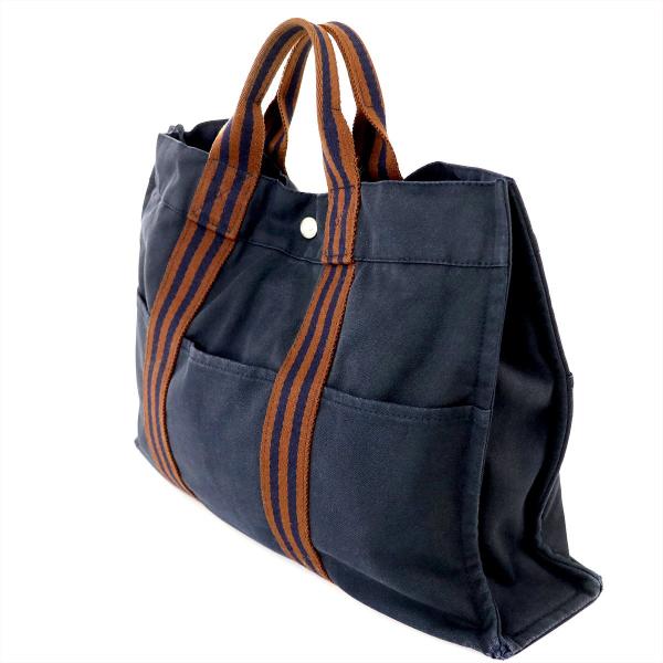 エルメス HERMES ネイビー×ブラウン キャンバス エールライン フールトゥMM トートバッグ レディース メンズ【mi】【中古】 エルメス HERMES ネイビー×ブラウン キャンバス エールライン フールトゥMM トートバッグ レディース メンズ【mi】【中古】