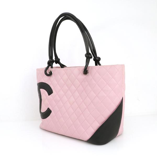 シャネル CHANEL カンボンライン ピンク ブラック カーフスキン シャネル CHANEL カンボンライン ピンク ブラック カーフスキン